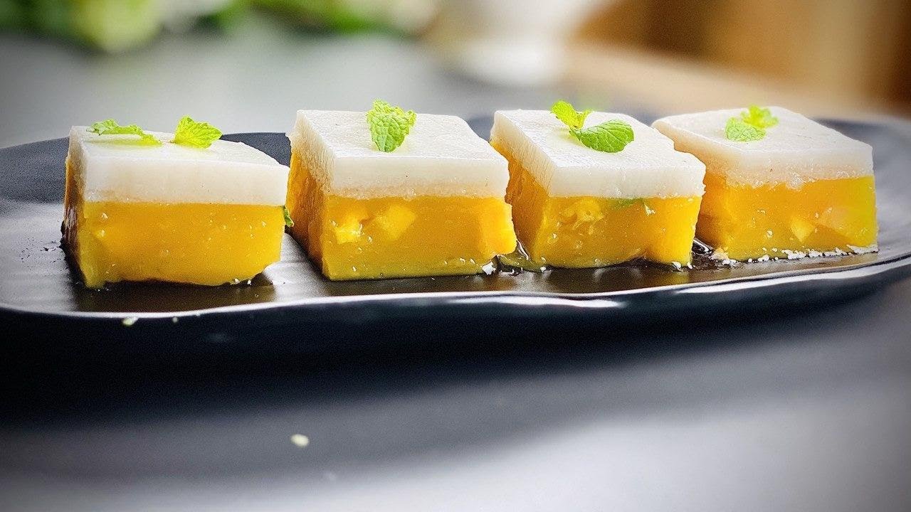 MANGO COCONUT JELLY PUDDING Refreshing pudding in summer season