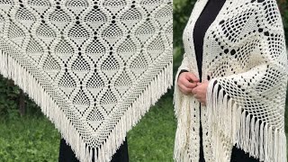 How to Crochet Quick Easy Women Shawl Pattern tutorial For Beginners#crochet#knitting#diy shawl