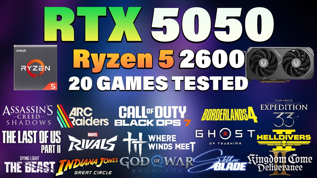 RTX 5050 + Ryzen 5 2600 | Tested 20 Games in 2026 | RTX 5050 Gaming Test