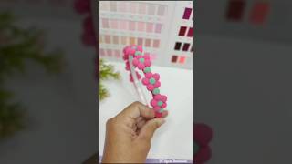 Pastel Rainbow Pom Pom Hair Band with Pink Bow 🌸  Cute Girls Hair Accessories #Shorts #handmade #diy