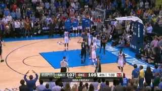 Tim Duncan working the post moves against the Thunder