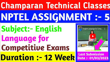 Assignment 5 l English language for Competitive Exam Assignment 5 with Solution l