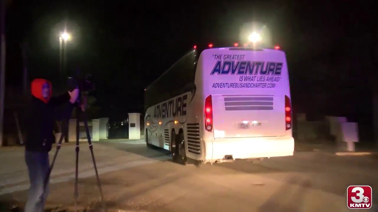 Buses arrive at Camp Ashland - YouTube