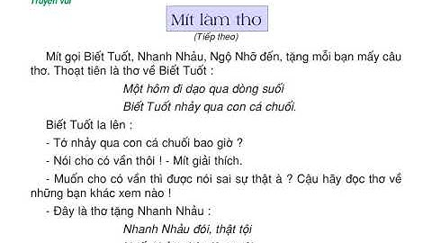 tập đọc lớp 2 tuần 4 Mít làm thơ tiếp theo