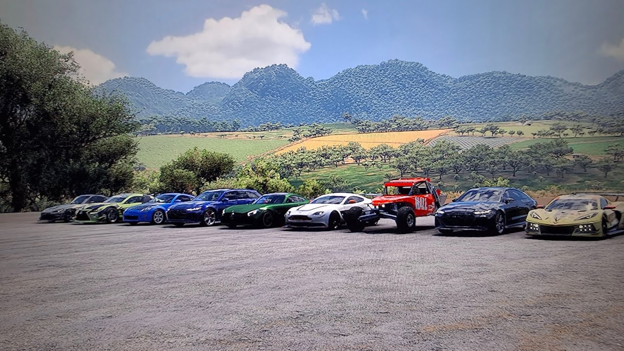 FH5 drag race C8.R vs RS7 sportback GolfCar R54 Vantage GT12 AMG GTR RS6 Avant 350Z RC F GT3 S2000