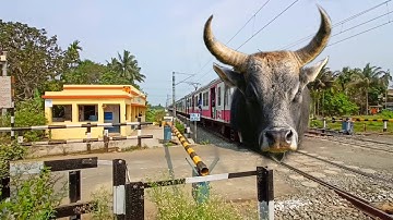 Super Fast Speed Mad Bull ICF Medha EMU Train Dangerously Moving Through Out Railgate