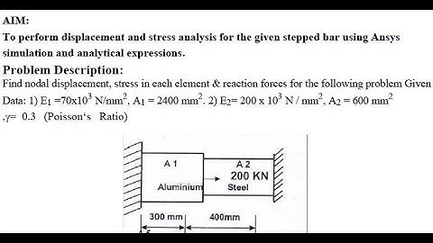 Dip. EX 08, Stress ,Deformation & Reaction Analysis of a stepped bar - ANSYS Tutorial