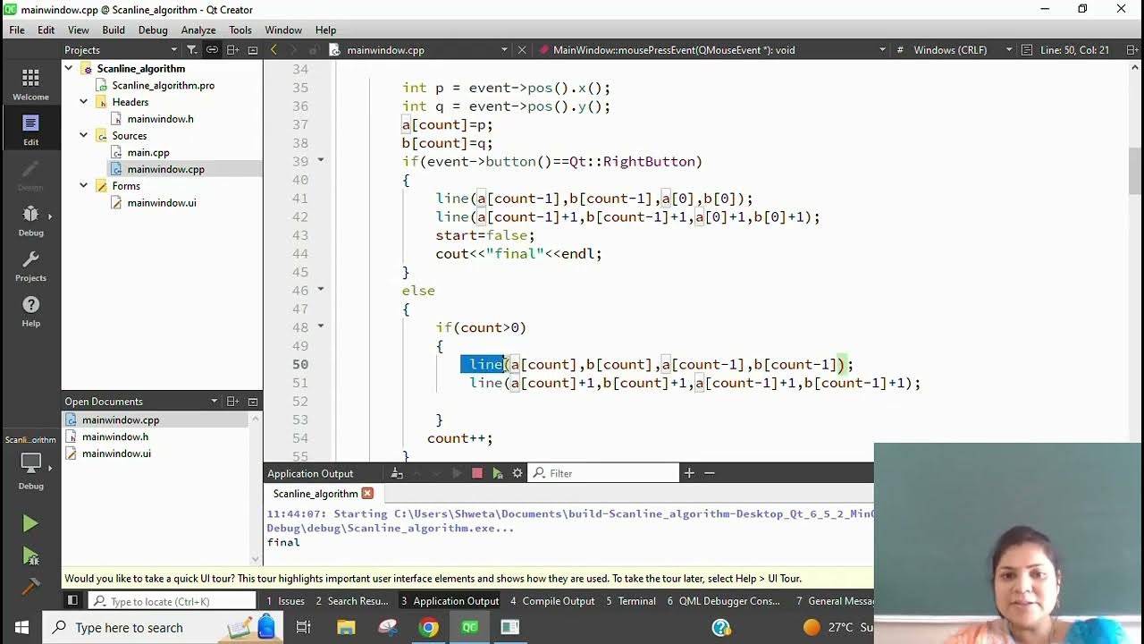 Scan Line Algorithm using Qt Creator - YouTube
