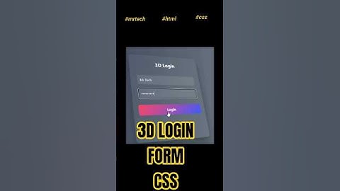✨How to Create a Real 3D Login Form using HTML & CSS | Pure CSS UI Design✨ #coding #shorts
