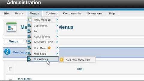 Joomla 1.7/1.6 Tutorial - Lesson 8 - Menus