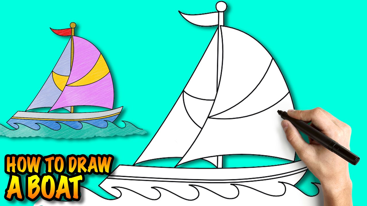How to draw a Boat - Easy step-by-step drawing tuturial ...
