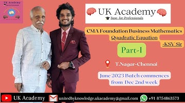 CMA Foundation Business Mathematics- Quadratic Equation