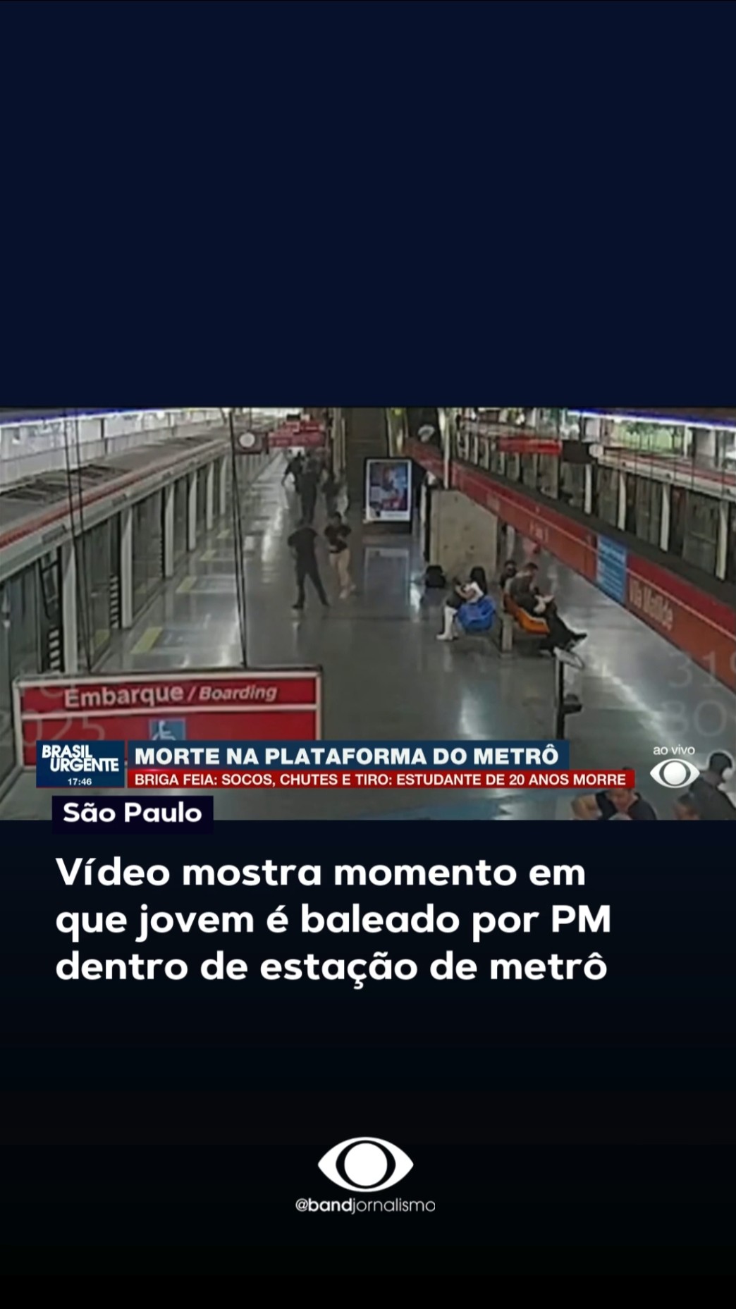 Vídeo mostra momento em que jovem é baleado por PM em estação de metrô de SP
