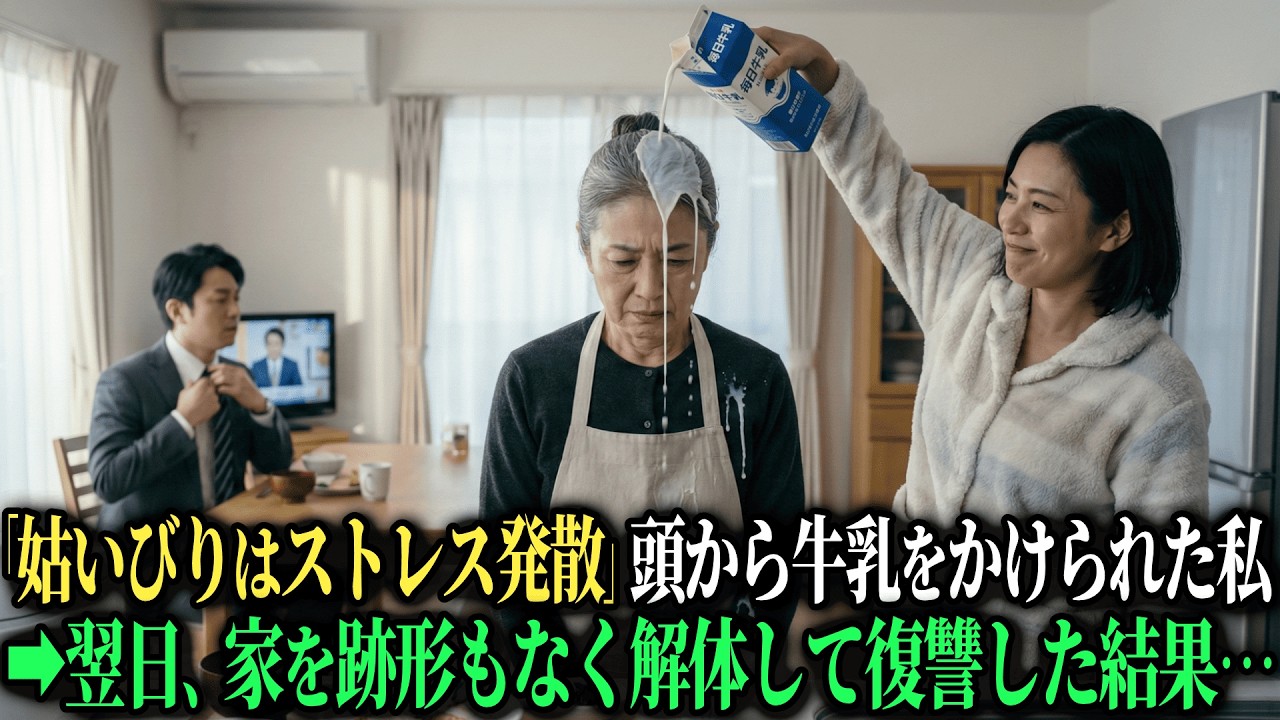 「姑いびりってストレス発散になるわ～」同居する嫁に頭から牛乳をかけられた。翌日、家を跡形もなく解体してやった結果・・・【シニアのスカッと朗読】【老後の知恵】