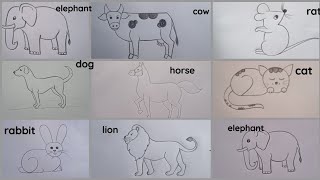 how to draw different types of animals drawing easy step by step@Kids Drawing Talent