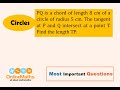 X Circles PQ is a chord of length  8 cm of a circle of radius 5 cm  The tangent at P and Q intersect