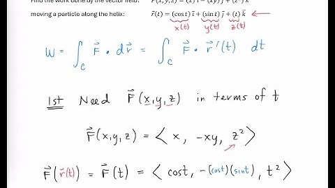 Calculate Work by Force Field moving Particle along Helix