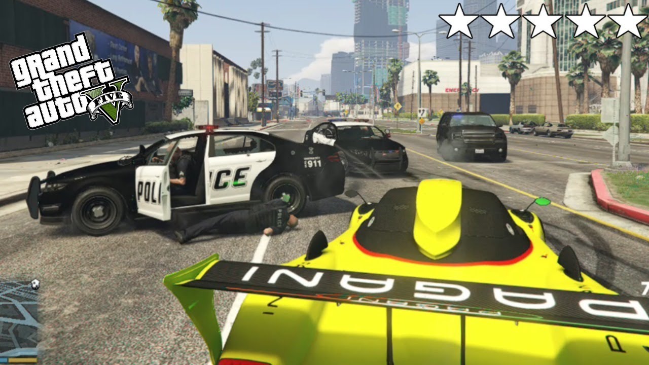GTA 5 Epic Police Chase With Franklin & Pagani Zonda (GTA 5 Five Star ...