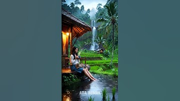 Hujan Deras Dirumah Persawahan, Indah Nyaman dan Damai #shorts #short #rainsoundsforsleeping