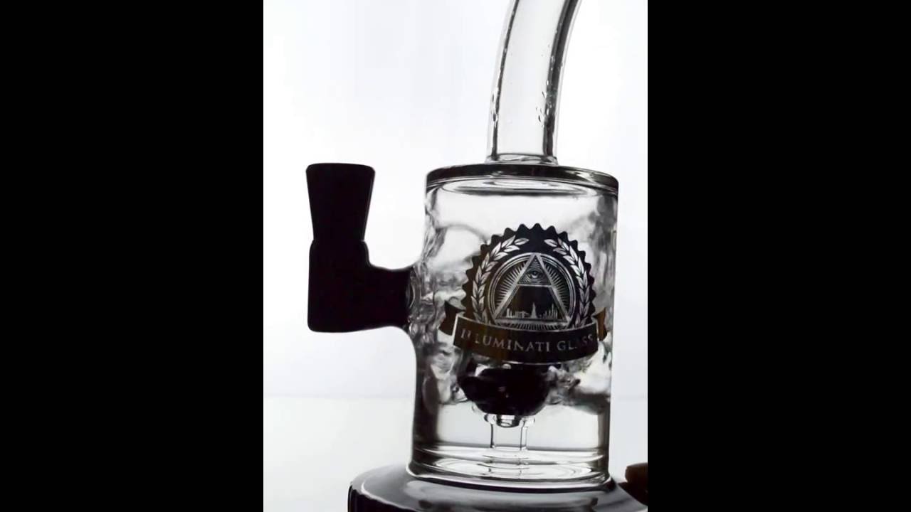 Glas Weed & Dab Bong  Recycler Perco (Black Leaf)