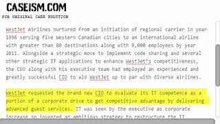 WestJet Airlines: Information Technology Governance and Corporate Strategy Case Solution & Analysis