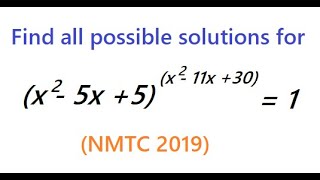 NMTC 2019 a quadratic expression with another quadratic expression as an exponent Difficult & Tricky