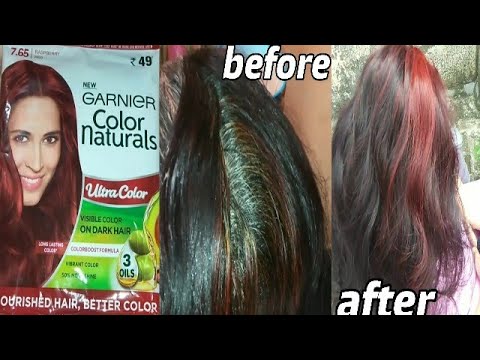 Get Red Burgundy Hair Color At Home With Garnier Color Natural/Shade No  / Rs 49 Only - YouTube