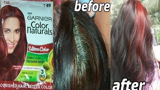 Get Red Burgundy Hair Color At Home With Garnier Color Natural/Shade No 7.65/ Rs 49 Only