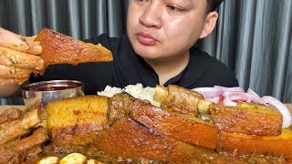 EATING HUGE PORK BELLY & PORK RIBS VERY DELICIOUS || NORTHEAST INDIA MUKBANG