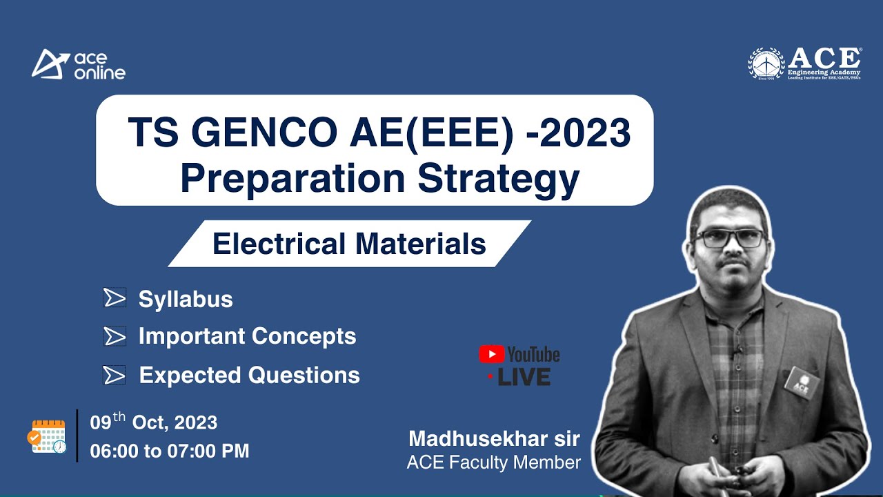 TS GENCO (EEE) -AE Preparation Strategy | Electrical Materials | Imp Concepts & Expected Ques | ACE