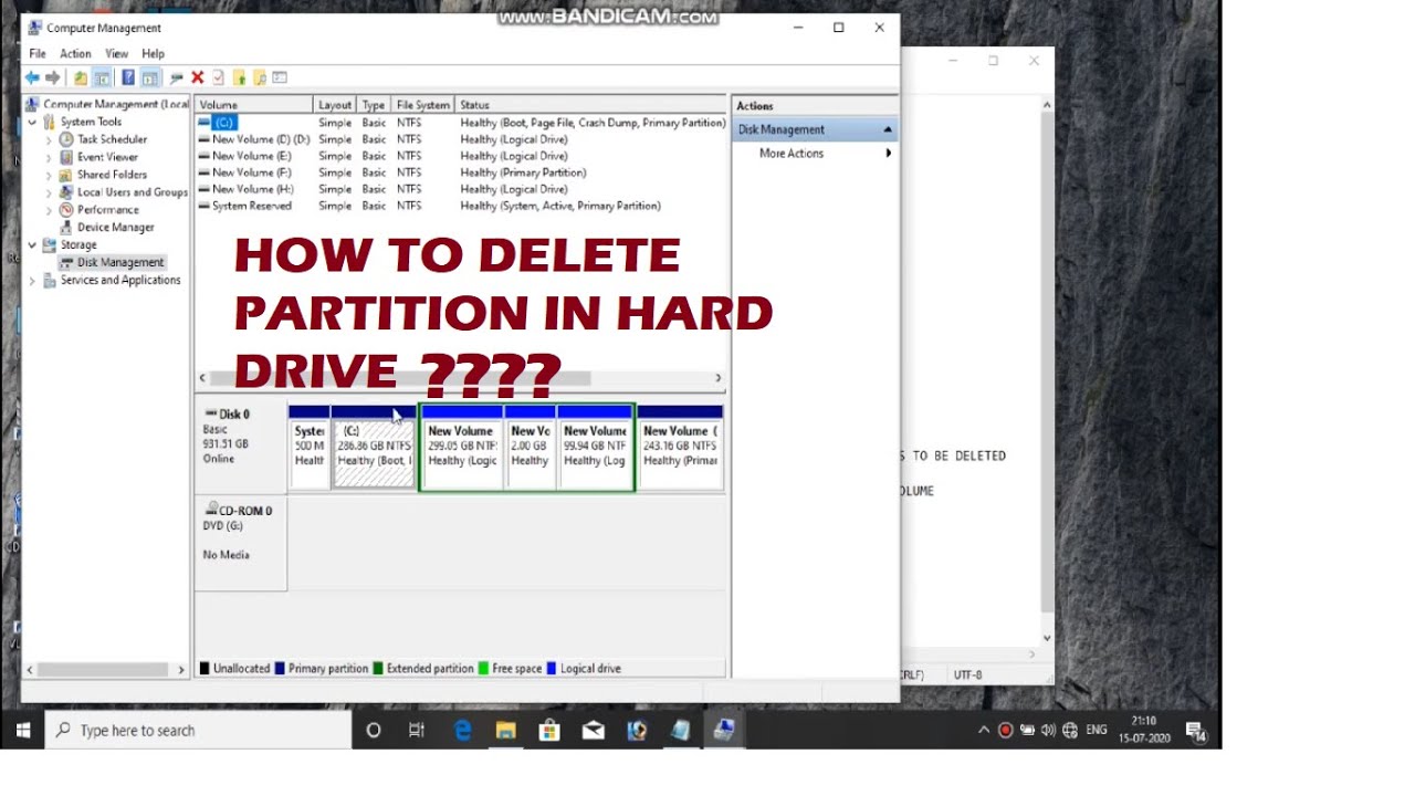 How To Delete Hard Disk Partition In Windows 10 Hindi YouTube