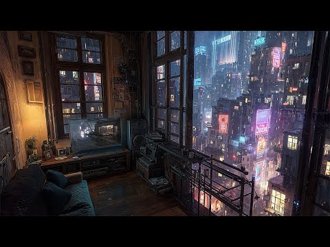 Lofi Ci - Cyberpunk Apartment with a Neon Skyline View | For