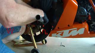 KTM RC8 Front Wheel Removal and Install Tire Change