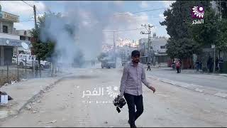 انسحاب جرافة وعدد من الاليات العسكرية تزامنا مع العدوان المستمر على مخيم طولكرم.