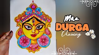 How to Draw Maa Durga Face from +| Easy step by step colour tutorial for beginners | Navaratri | Art screenshot 2