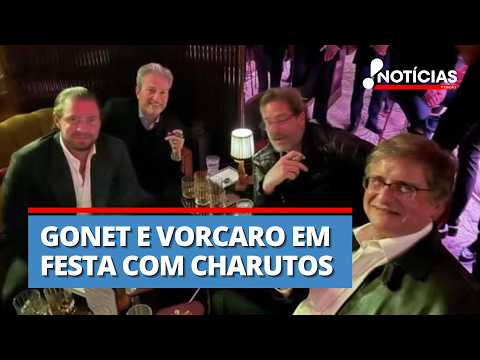 Master Case: Gonet appears in photo alongside Vorcaro during whisky and cigar tasting
