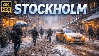 4K HDR | Extreme Winter in Stockholm 🇸🇪 Snowstorm Walk