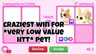 No Way I Got Craziest Win For Very Low Value And Very Hard To Trade Pet In Adopt Me