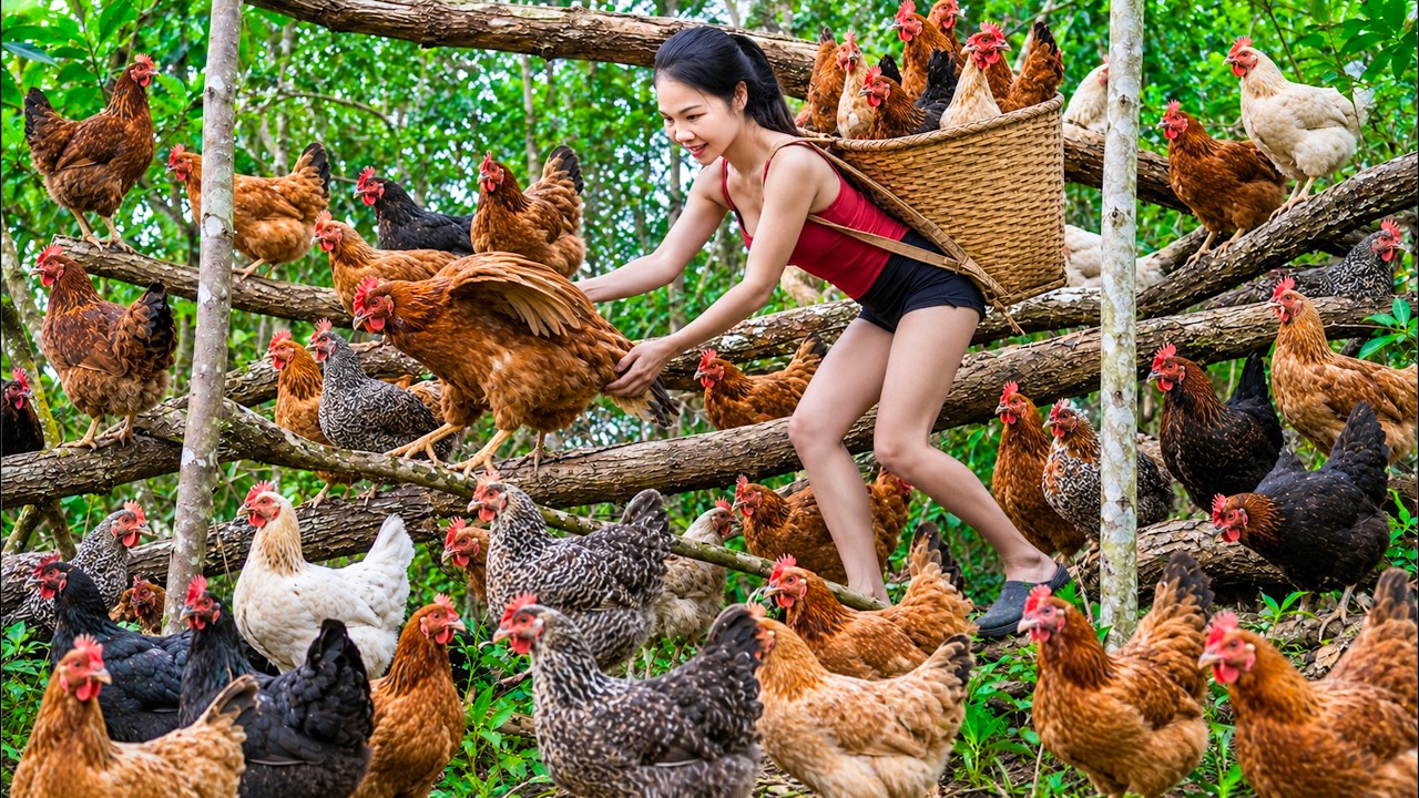 Wilderness Chicken Ranch Harvesting 1000+ Wild Chicken Sell At The Market | 365 Days in the ...