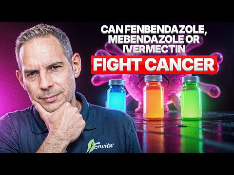 YouTube thumbnail for a discussion of fenbendazole, mebendazole, ivermectin, and cancer research