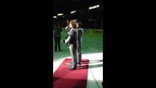 Mick Dalla-Vee and Michael Sicoly sing the Canadian National Anthem