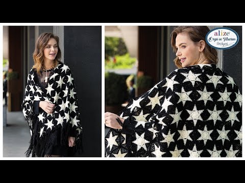 Yıldız Motifli Şal Yapımı -  Making Star Motif Shawl