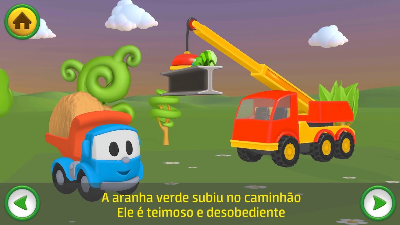 Léo o caminhão curioso. Uma casa nova! Desenhos animados. 