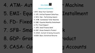 FULL FORMS ON FINANCE AND BANKING