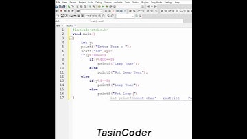 No. 6 Check whether a year is a leap year or not in C Language | TasinCoder | @TasinCoder #year