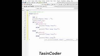 No. 6 Check whether a year is a leap year or not in C Language | TasinCoder | @TasinCoder #year
