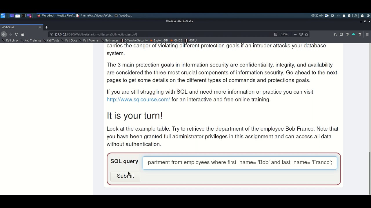 SQL - Injection (intro) - It is your turn - YouTube