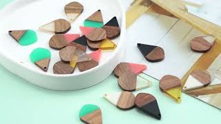 Resin Wood Pendants, Teardrop, 30Pcsboxresi-Cj0001-01