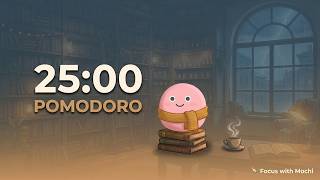 2 Hour Stormy Bookstore Cafe 📚 | Lofi Pomodoro | Focus with Mochi