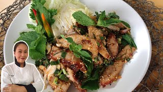 Y Thai Salad Thai Grilled Pork Salad Nam Tok Moo Thaichef Food